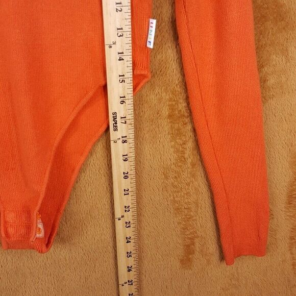UNIF Top Womens Small Orange Ribbed Knit Bodysuit 1/4 Zip Mock Neck Stretch - Picture 5 of 7